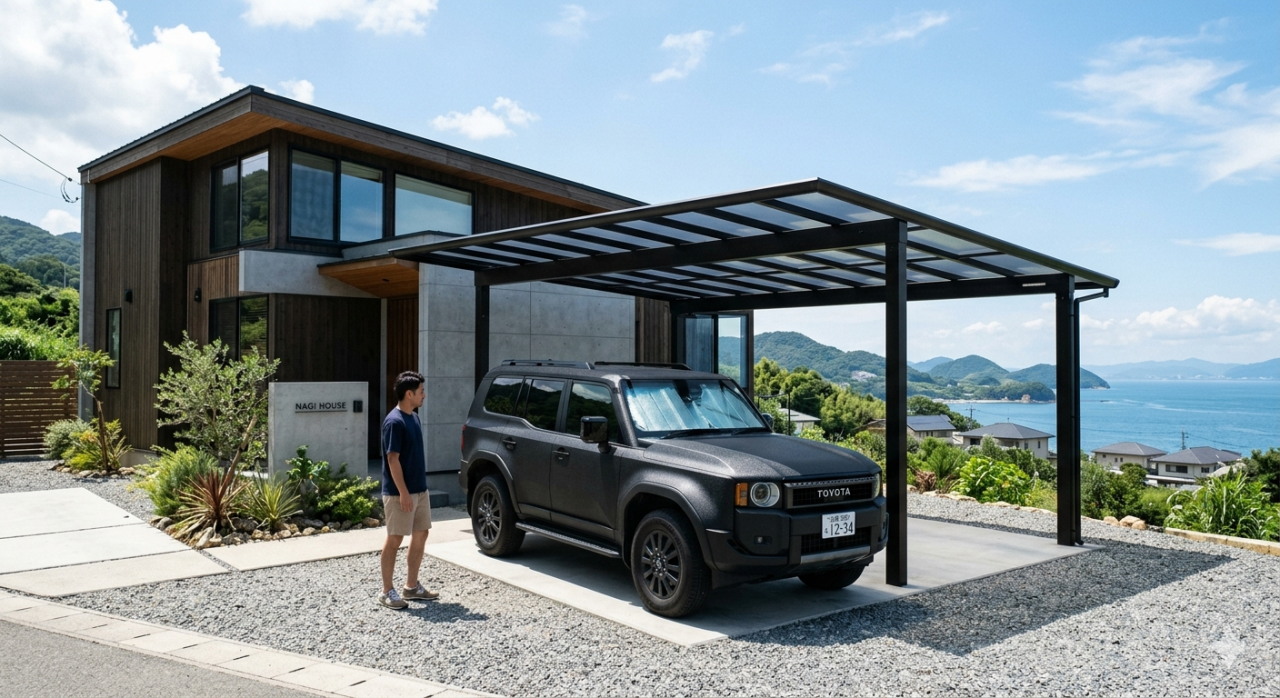 淡路島のカーポートで車内紫外線対策