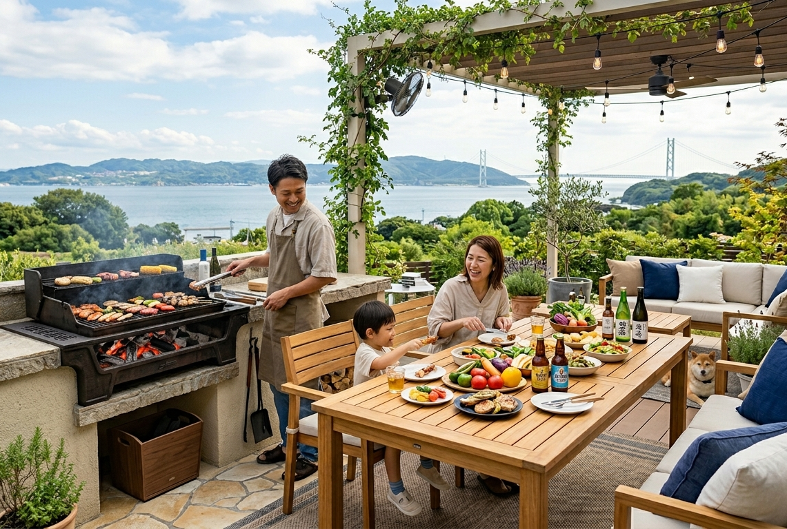 「庭でBBQ」は当たり前？淡路島ライフを楽しむ外構プラン